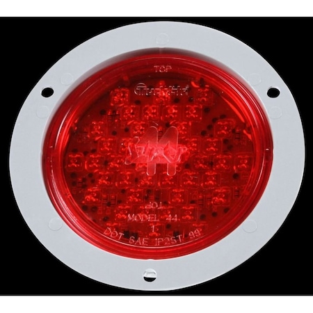 Truck-Lite Super 44, Led, Red, Round, 42 Diode, Stop/Turn/Tail, Gray Flange Mount, Fit 'N Forget S.S 44022R